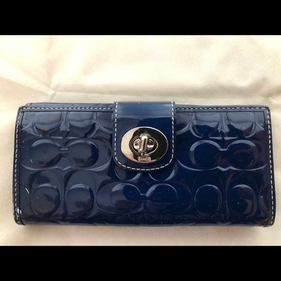 coach navy blue wallet